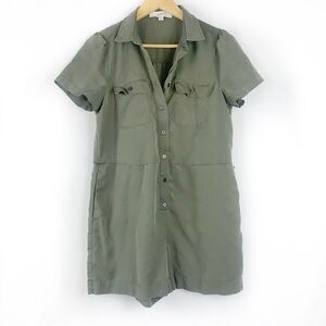 Loft Olive Green Lyocell Utility Romper MISSING BELT TIE